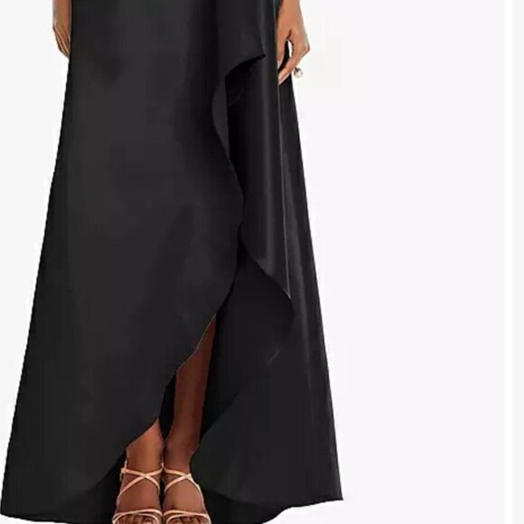 Alfred Sung One shoulder black satin twill gown size 0R NWT - Picture 6 of 11